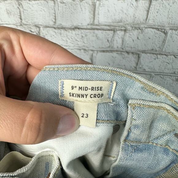 Madewell Jeans 9" Mid Rise Skinny Crop Stretch Denim Light Wash Blue 23 - Picture 3 of 9